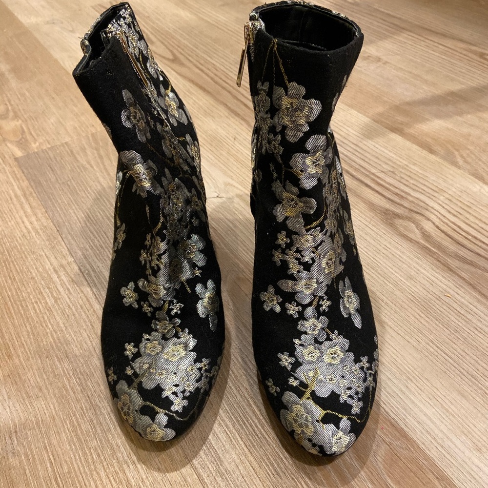 Karl Lagerfeld Black Floral Booties